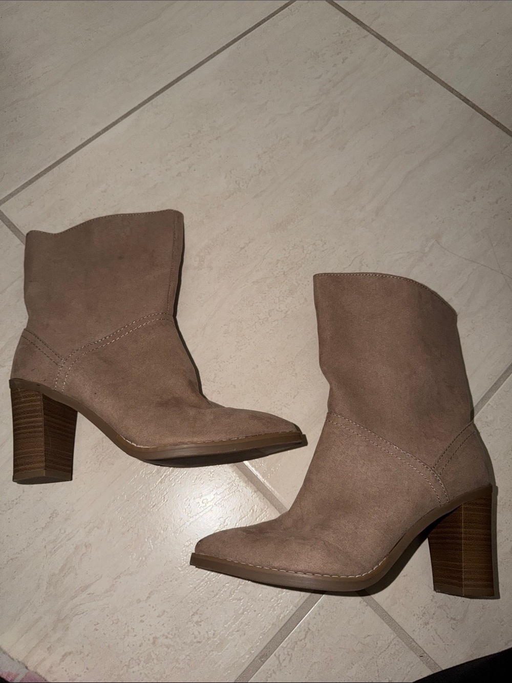 Tan faux suede boots